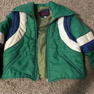 Vintage Green and Blue Kids Puffer Jacket